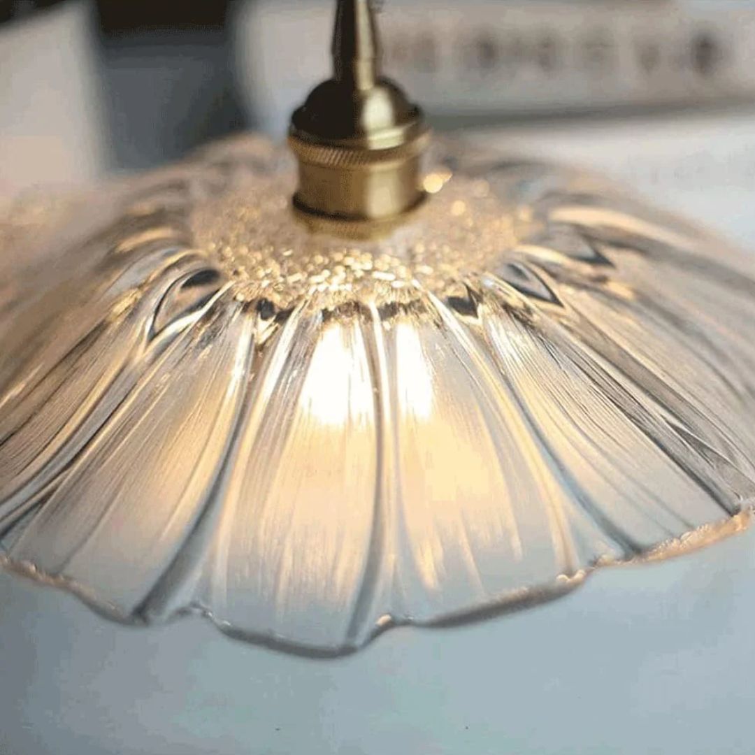 Flower Shaped Glass Pendant Lamp – Sculptural Romantic Warm Glow Design