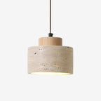 Travertine Stone Pendant Lamp – Cylindrical Natural Texture Minimalist Design