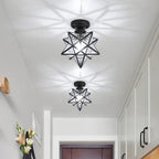 Star Shaped Ceiling Lamp – Geometric Sculptural Design With Gold Accents