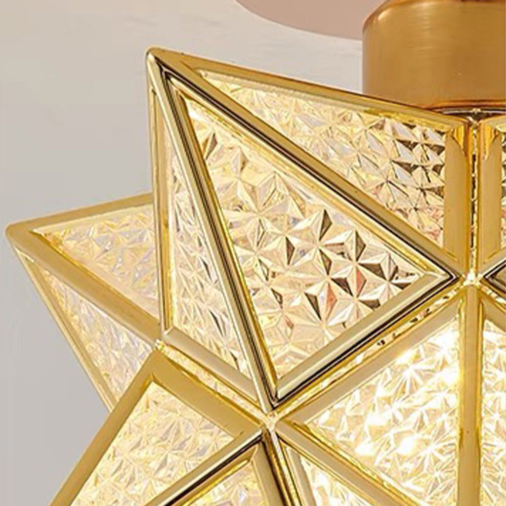 Star Shaped Ceiling Lamp – Geometric Sculptural Design With Gold Accents