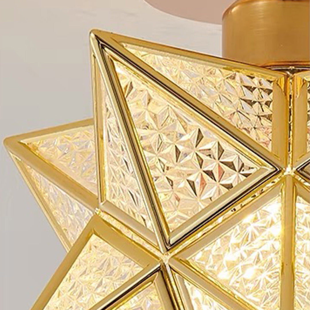 Star Shaped Ceiling Lamp – Geometric Sculptural Design With Gold Accents