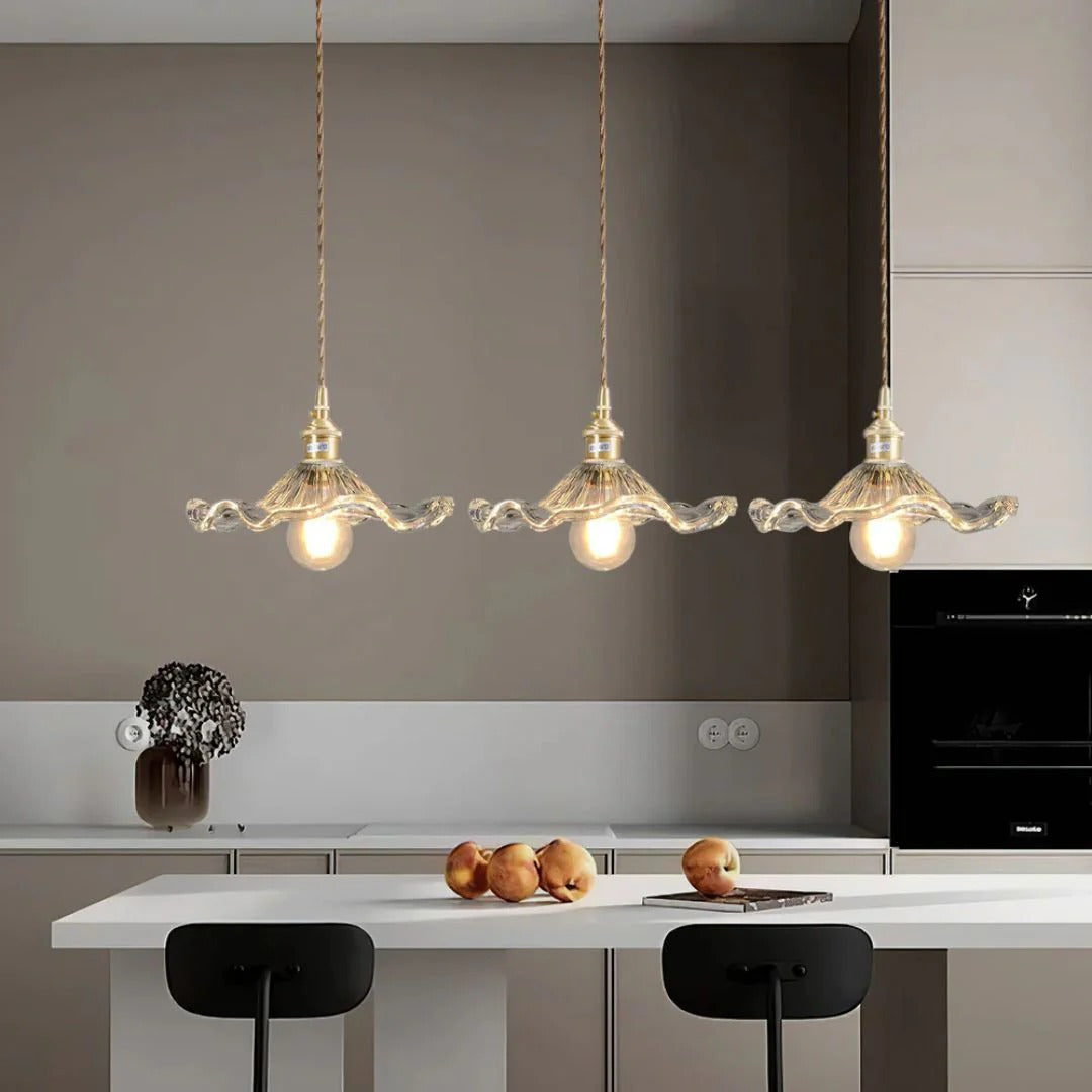 Vintage Floral Glass Pendant Light