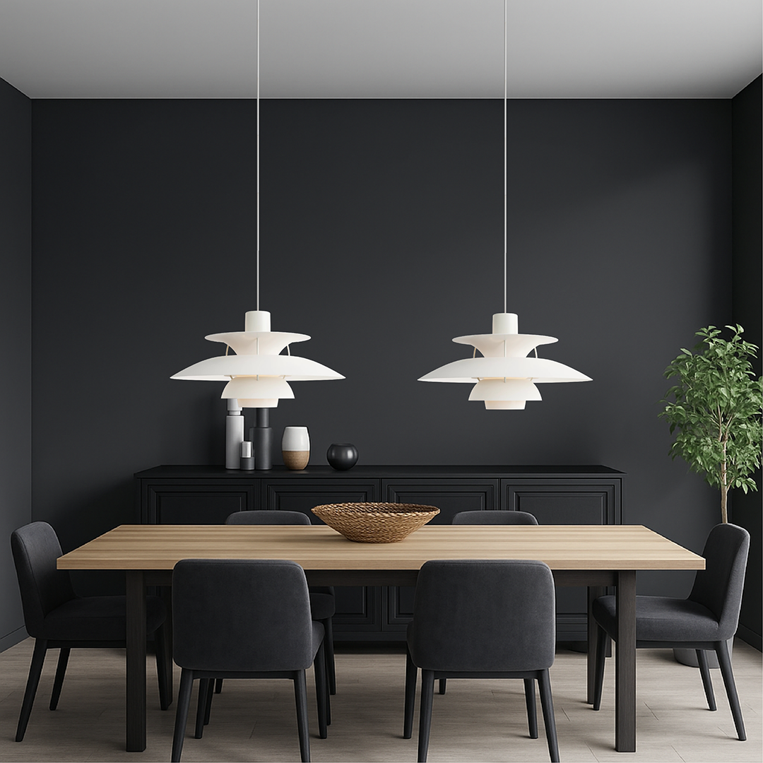 Layered Pendant Lamp – Danish Scandinavian Tiered Shade Design