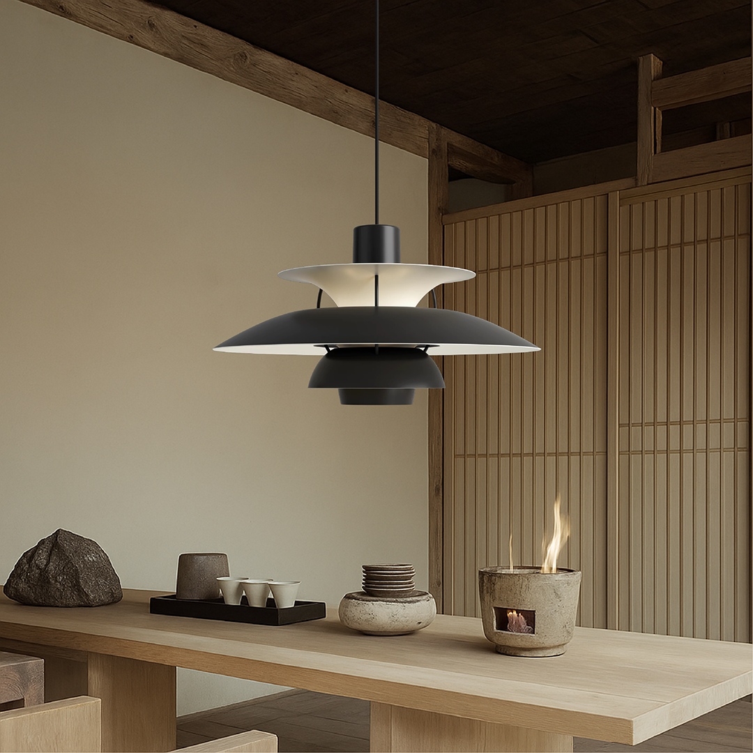 Layered Pendant Lamp – Danish Scandinavian Tiered Shade Design