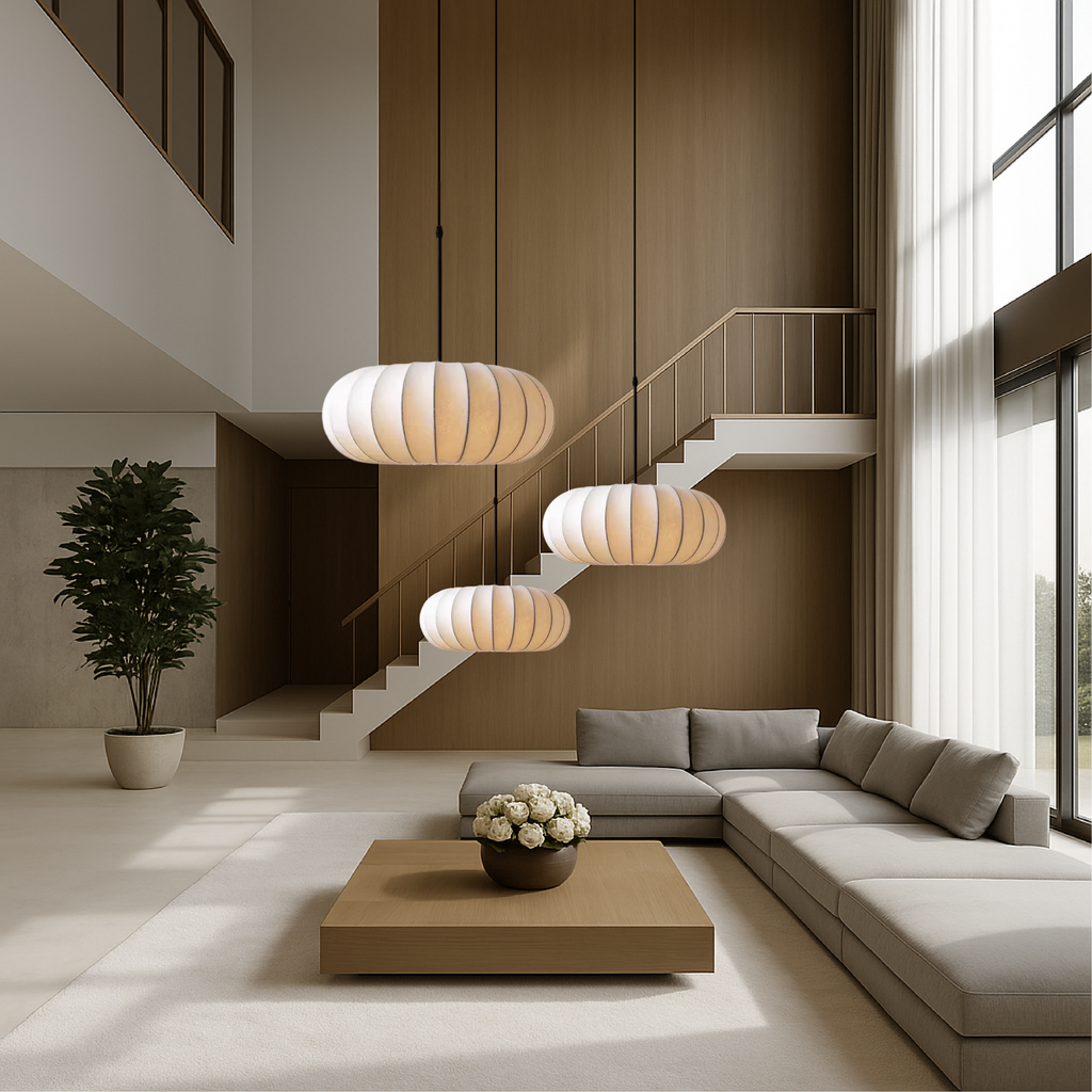 Layered Silk Pendant Lamp – Organic Sculptural Design For High Ceilings