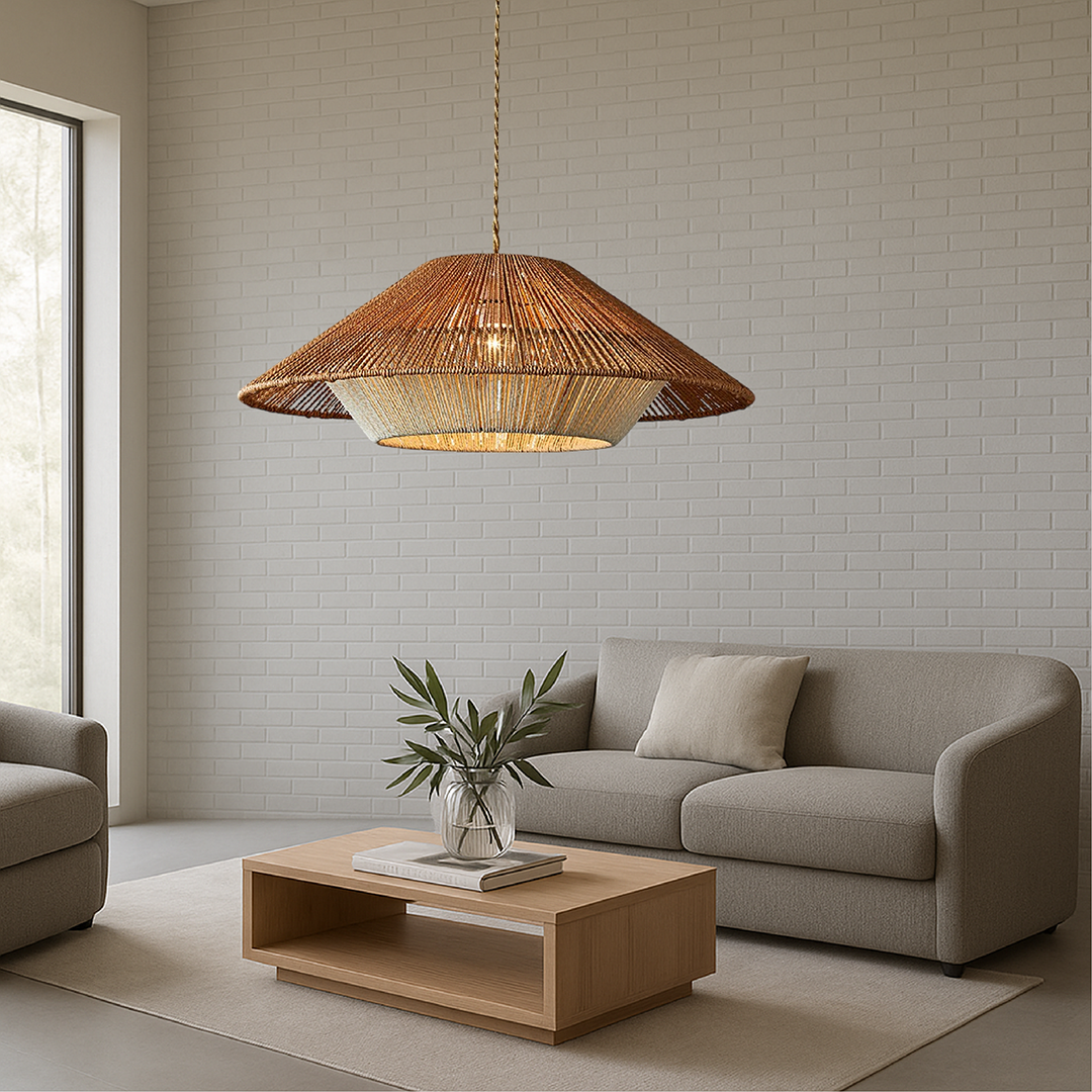 Woven Bamboo Pendant Lamp – Handcrafted Flared Shade Natural Design