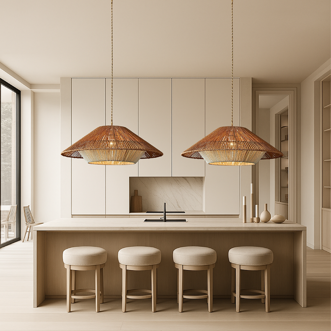 Woven Bamboo Pendant Lamp – Handcrafted Flared Shade Natural Design