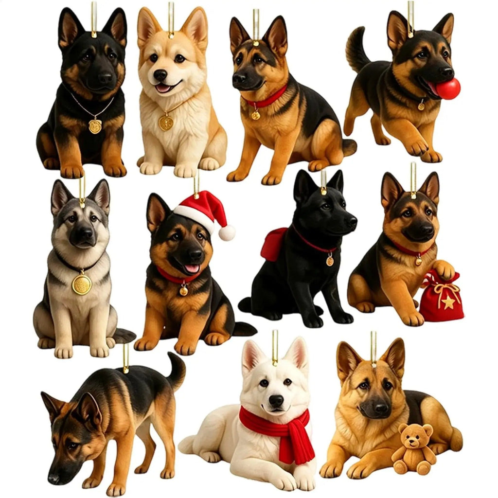 2026 Christmas German Shepherd Advent Calendar 24 pieces 2D flat German Shepherd dog decorations Christmas Countdown surprise gift