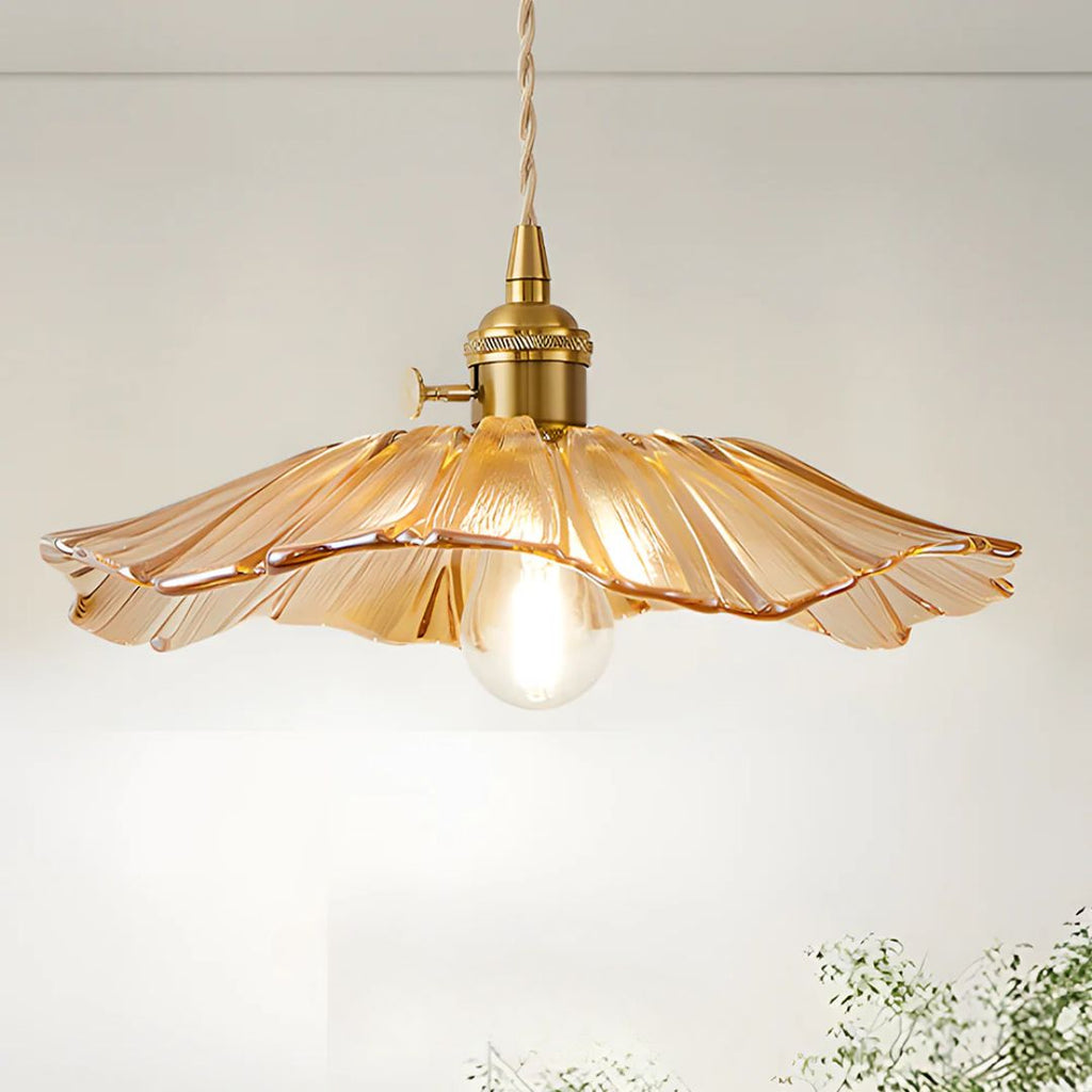 Flower Shaped Glass Pendant Lamp – Sculptural Romantic Warm Glow Design