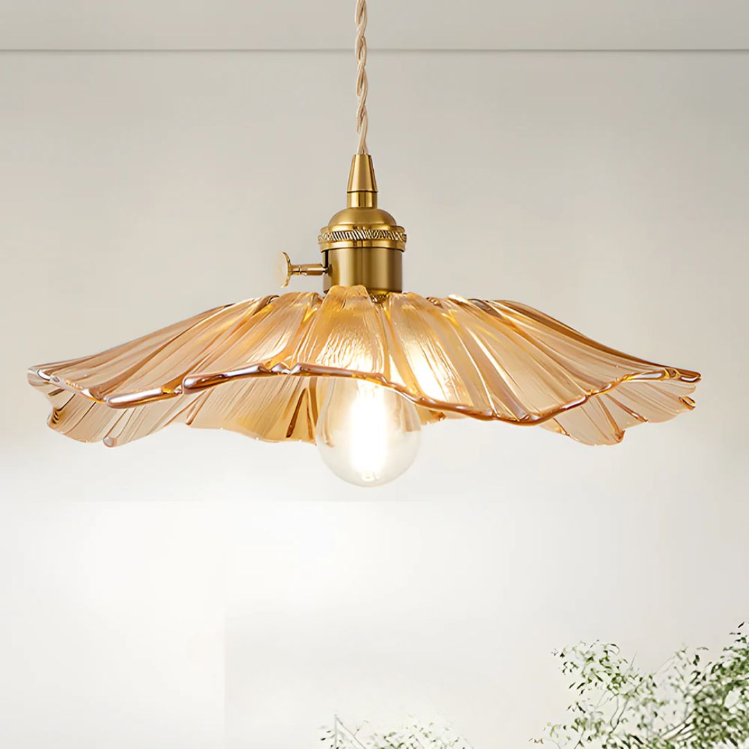 Flower Shaped Glass Pendant Lamp – Sculptural Romantic Warm Glow Design