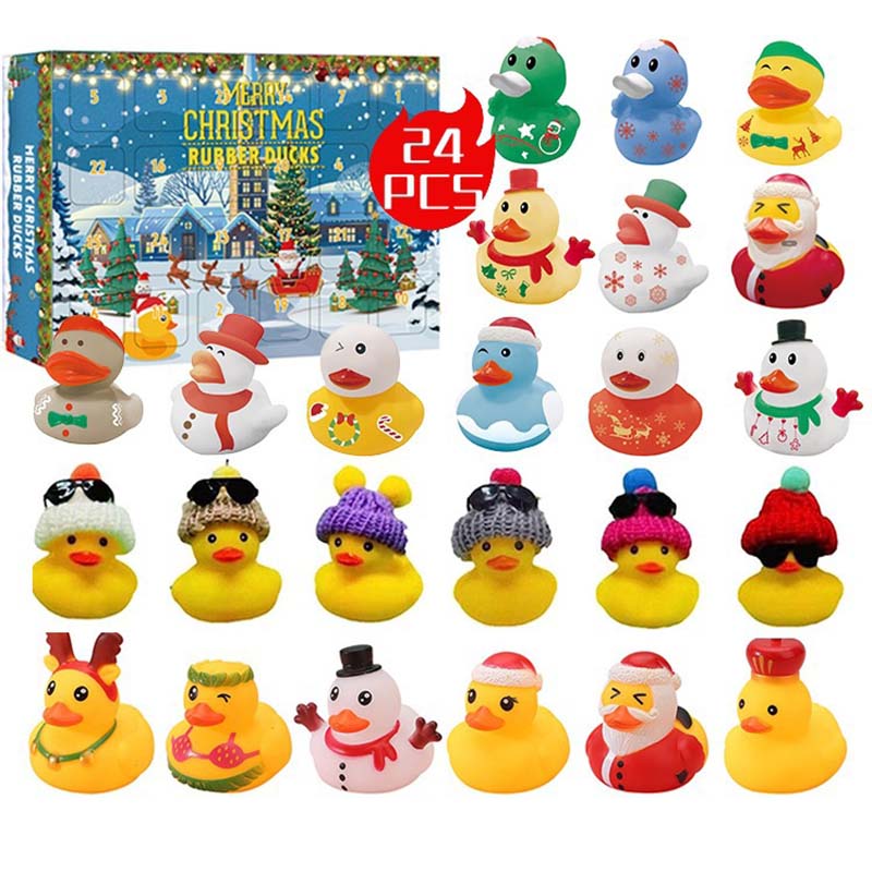 Rubber Duck Advent Calendar 2026 | 24 Day Christmas Countdown Toy Set for Kids - Holiday Themed Rubber Duckies Surprise Gift
