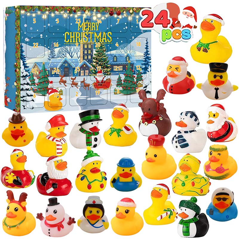 Rubber Duck Advent Calendar 2026 | 24 Day Christmas Countdown Toy Set for Kids - Holiday Themed Rubber Duckies Surprise Gift