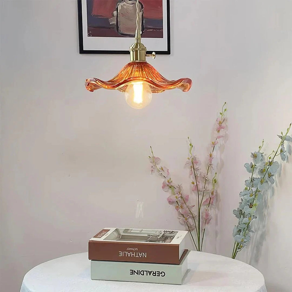 Vintage Floral Glass Pendant Light