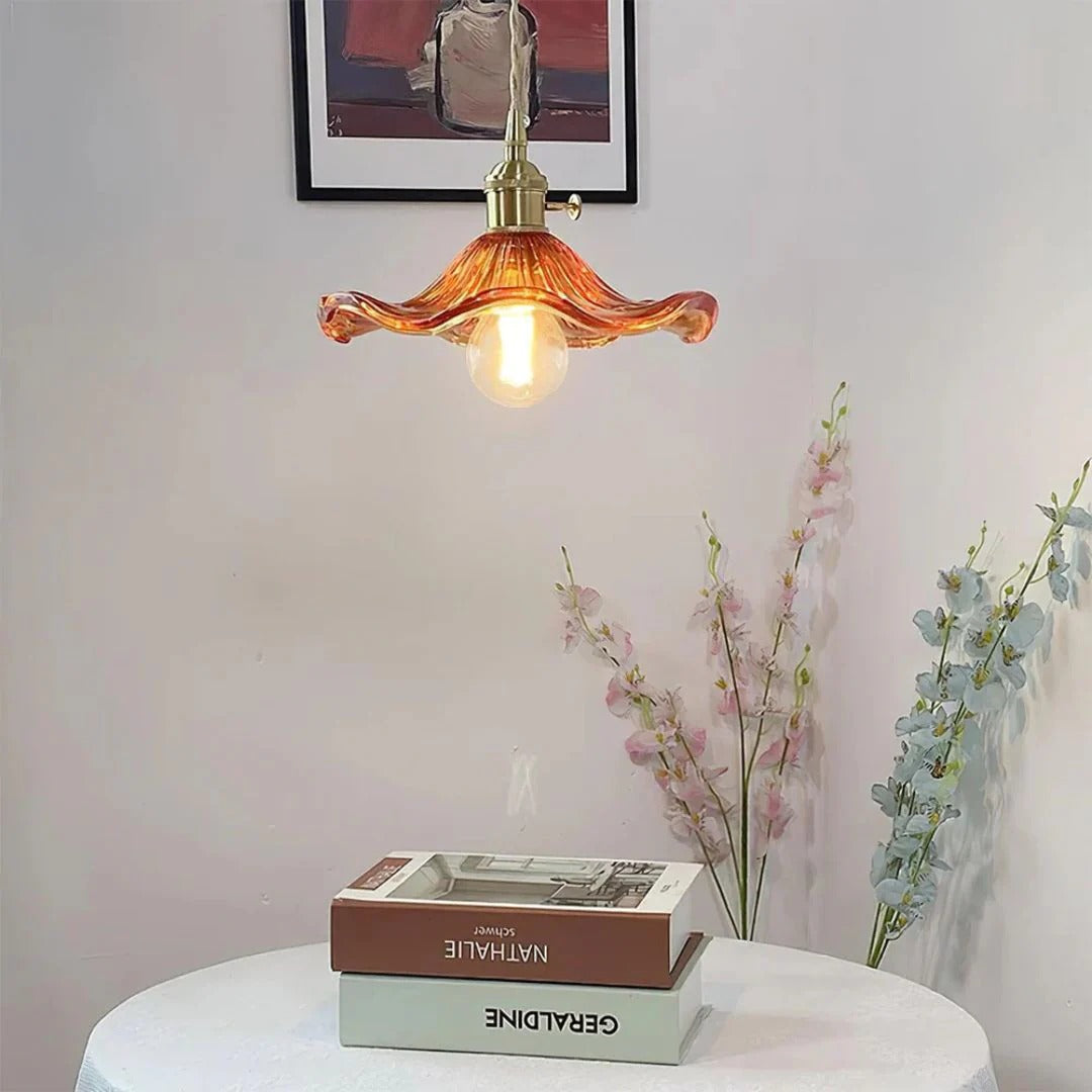 Vintage Floral Glass Pendant Light