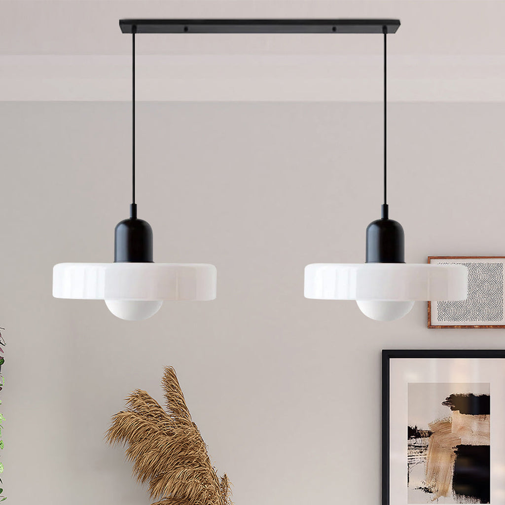 Double Glass Pendant Lamp – Retro Inspired Modern Dining Table Design