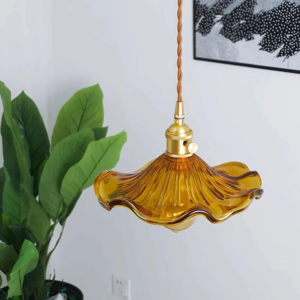 Vintage Floral Glass Pendant Light