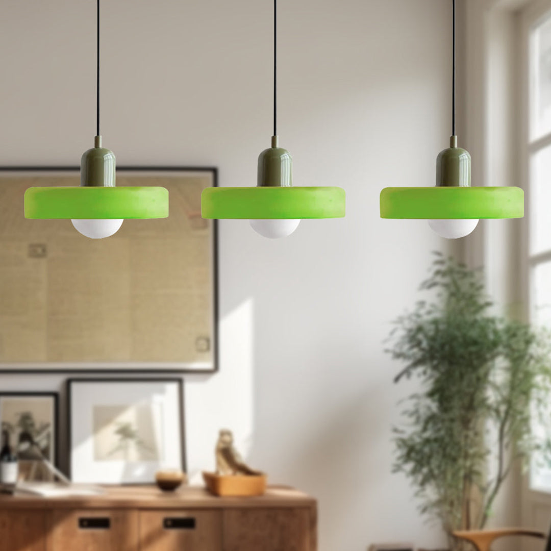 Triple Glass Pendant Lamp – Retro Inspired Colorful Dining Table Design
