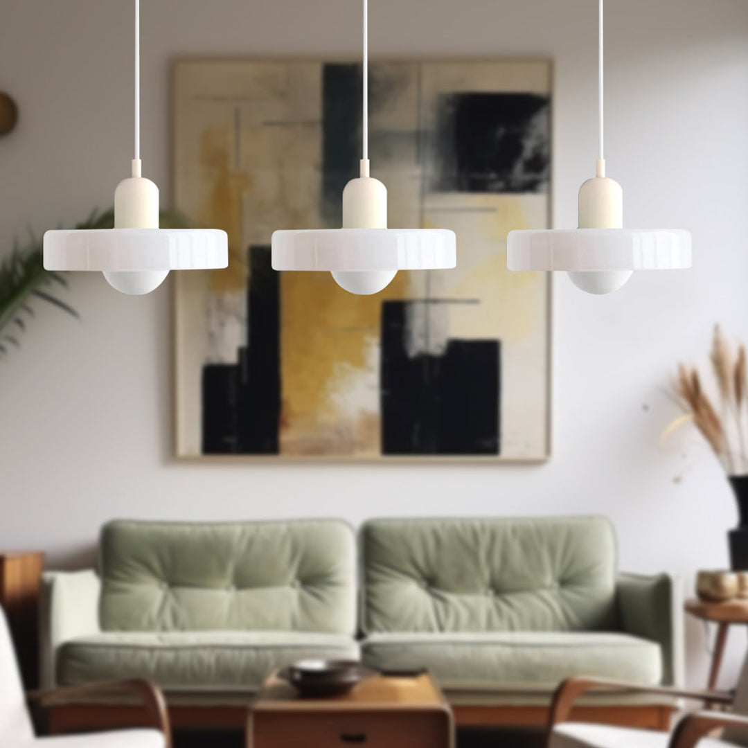Triple Glass Pendant Lamp – Retro Inspired Colorful Dining Table Design