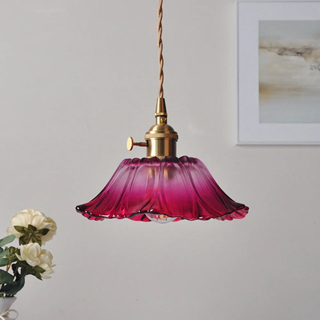 Flower Shaped Glass Pendant Lamp – Sculptural Romantic Warm Glow Design