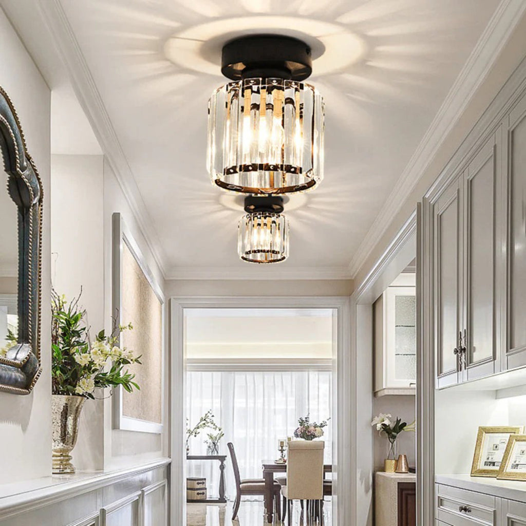 Crystal Metal Cube Ceiling Light