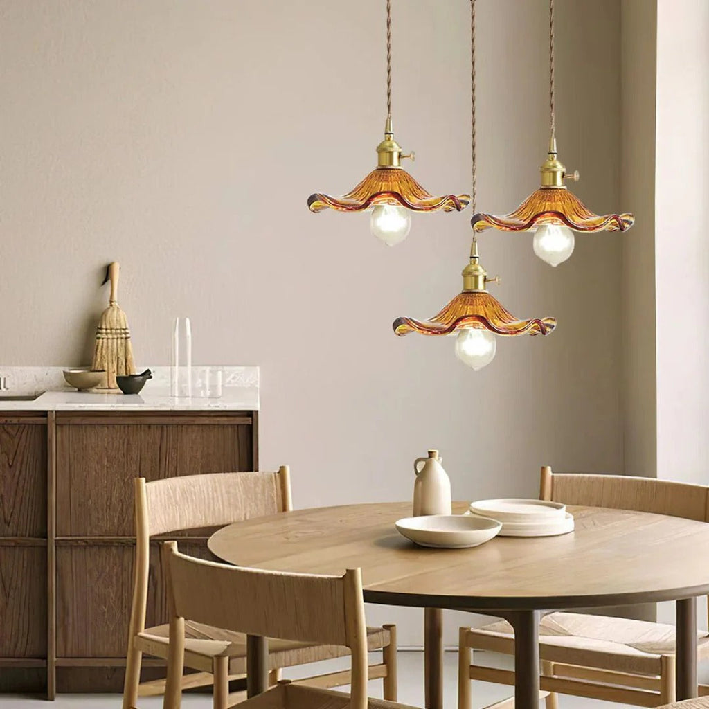 Vintage Floral Glass Pendant Light
