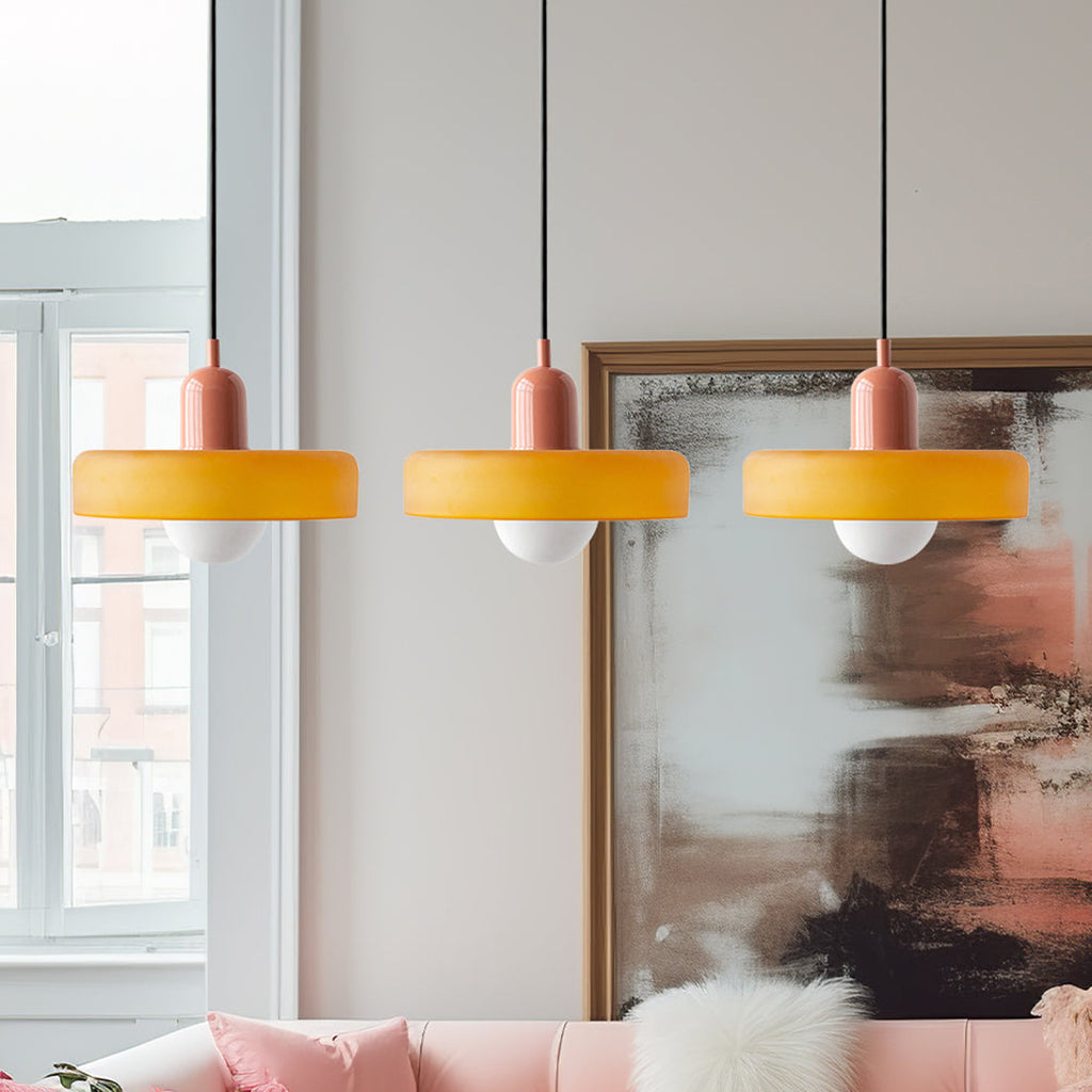 Triple Glass Pendant Lamp – Retro Inspired Colorful Dining Table Design