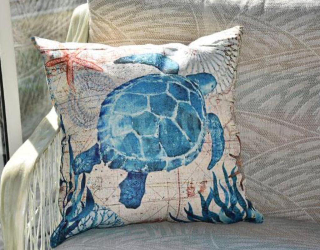 Decorative Cushion with Sea Life Motif