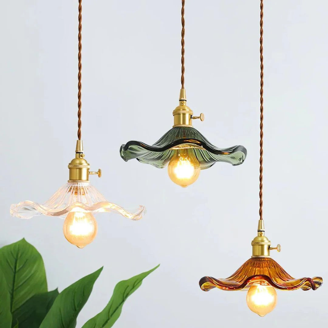 Vintage Floral Glass Pendant Light