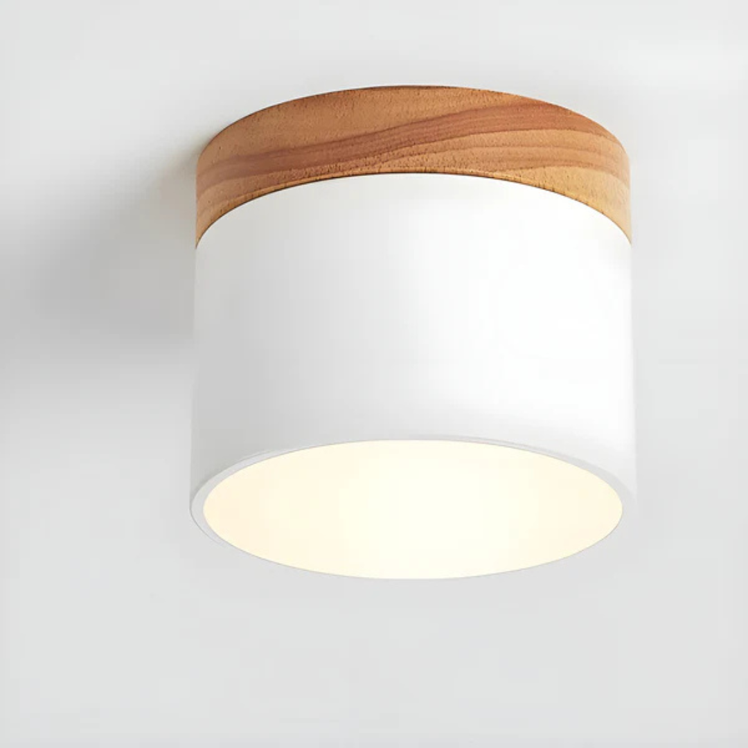 Nordic Wood Accent Ceiling Light Minimalist LED Flush Mount Lamp