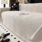 Sofa Cover Microfiber Blend | Classic Herringbone Pattern | Anti-Slip Furniture Protector Against Stains and Pet Hair