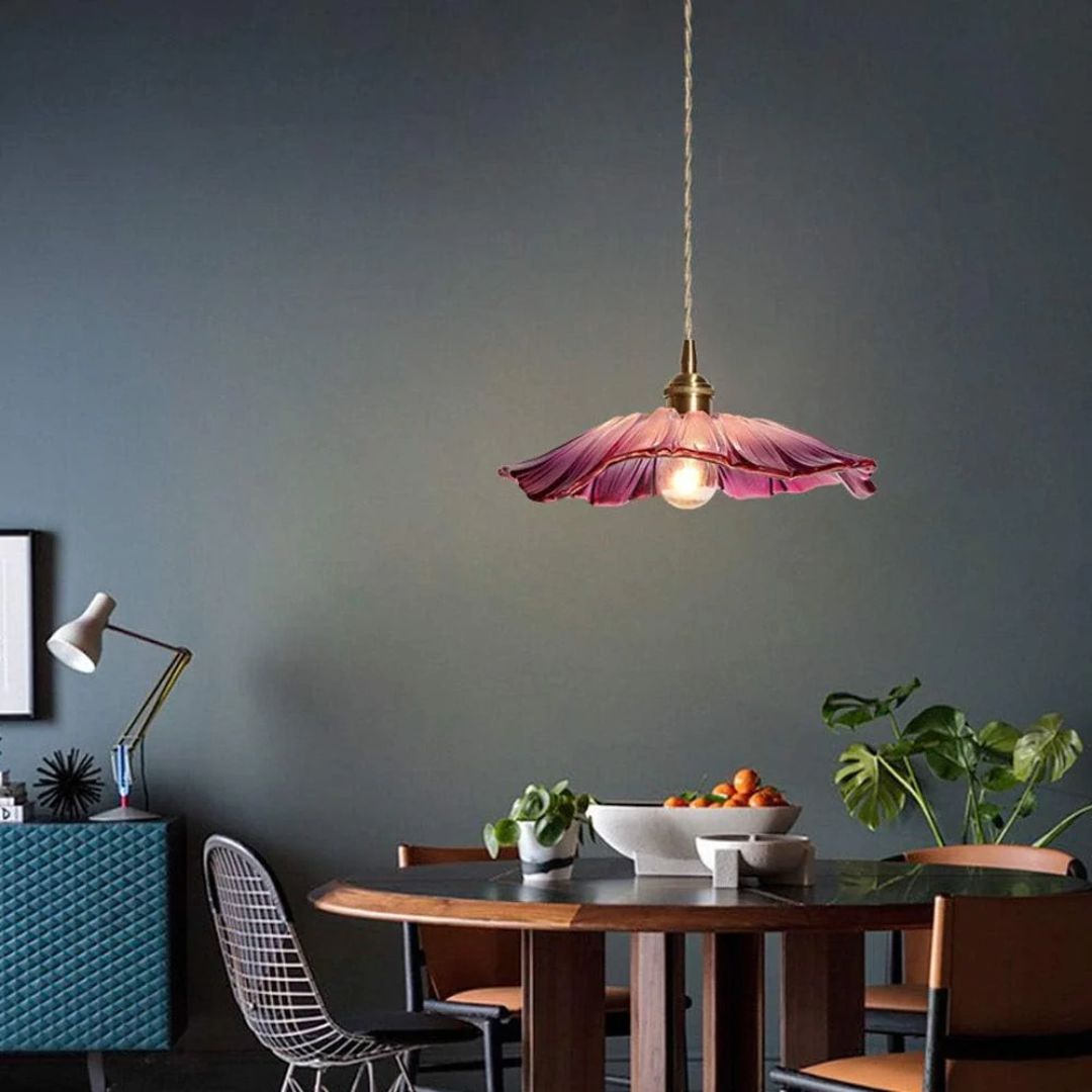 Flower Shaped Glass Pendant Lamp – Sculptural Romantic Warm Glow Design