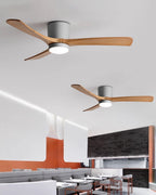 Ceiling Fan with Light Sycamore Wood Blades | Silent 6-Speed DC Motor | Flush Mount Nordic Design for Home Interiors