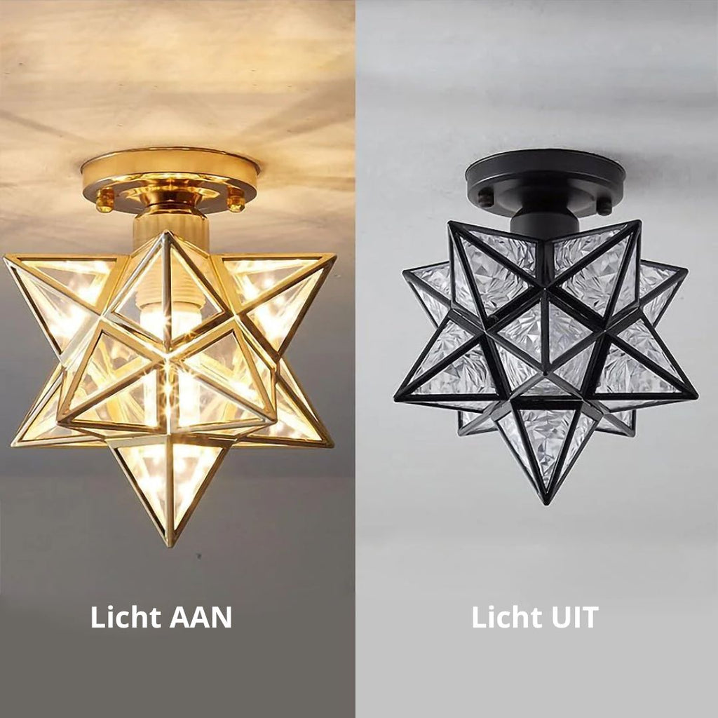 Star Shaped Ceiling Lamp – Geometric Sculptural Design With Gold Accents