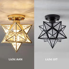 Star Shaped Ceiling Lamp – Geometric Sculptural Design With Gold Accents