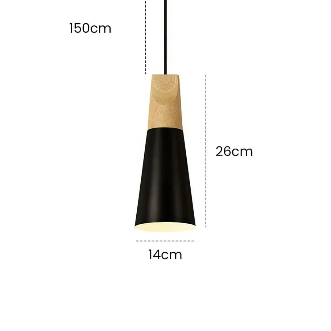 Scandinavian Wood Metal Pendant Light