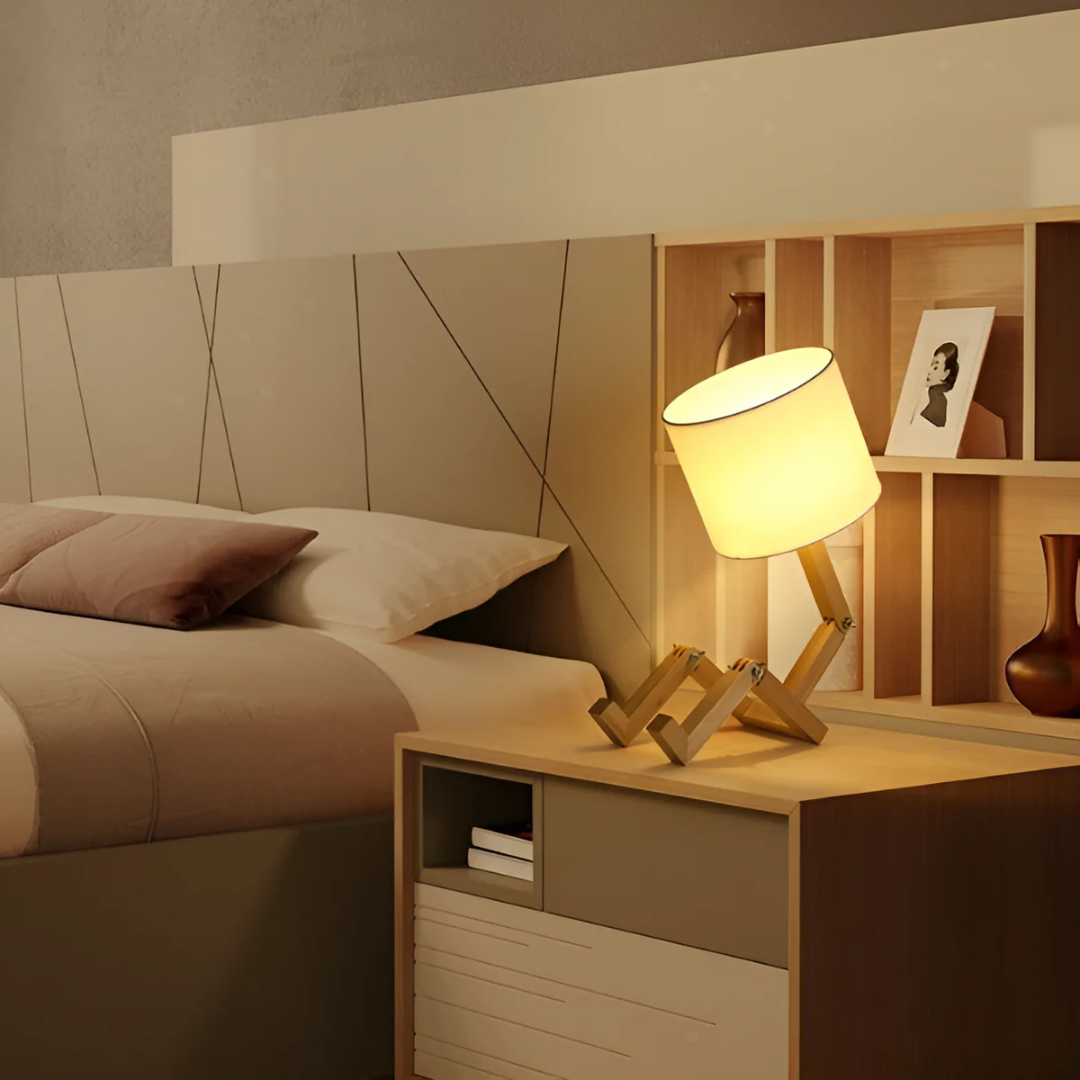 Adjustable Wooden Table Lamp Articulated Desk Light Modern Bedside Reading Lamp