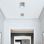 Wood And Metal Ceiling Lamp – Small Cylindrical Modern Accent Design