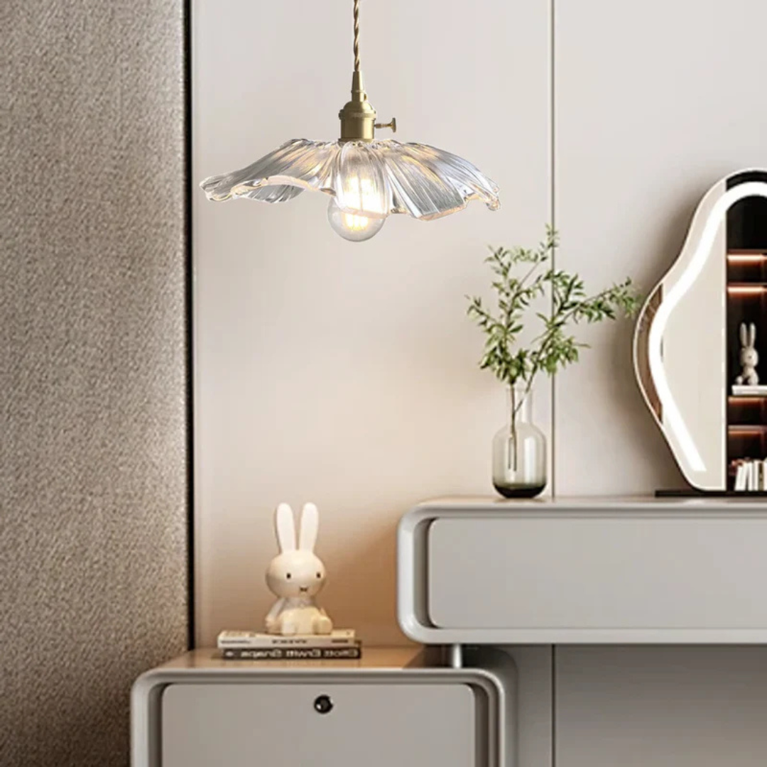 Retro Lotus Glass Pendant Lamp
