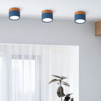 Wood And Metal Ceiling Lamp – Small Cylindrical Modern Accent Design