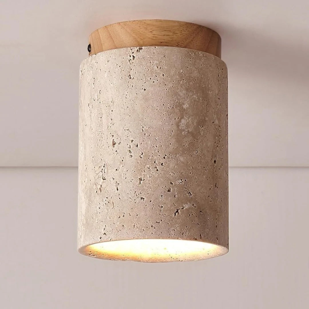 Travertine Wood Ceiling Light