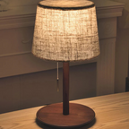 Nordic Wood Table Lamp Fabric Shade Bedside Light Modern Accent Lamp