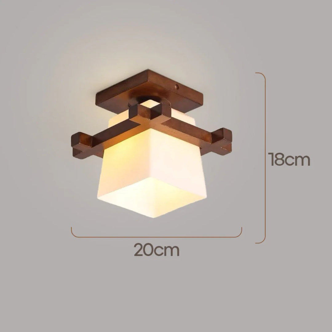 Japanese Wooden Square Ceiling Light