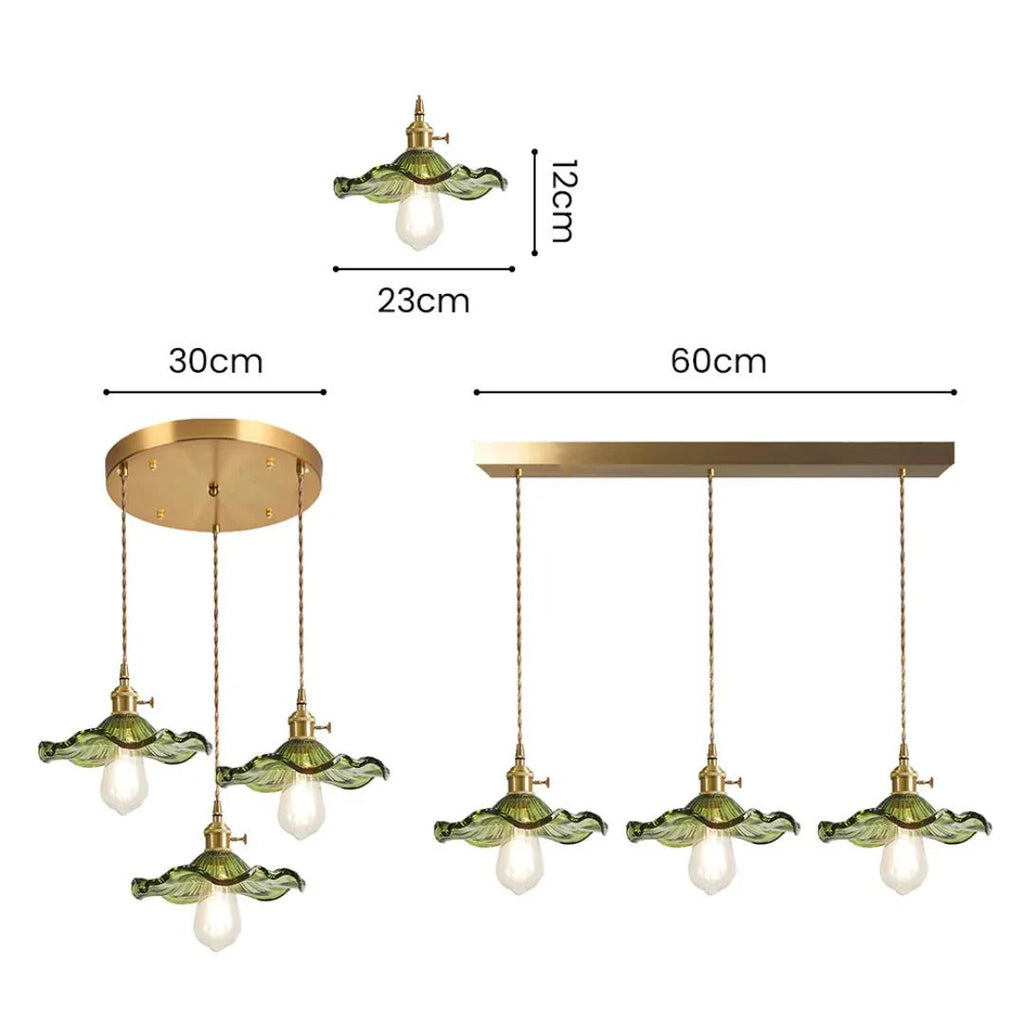 Vintage Floral Glass Pendant Light