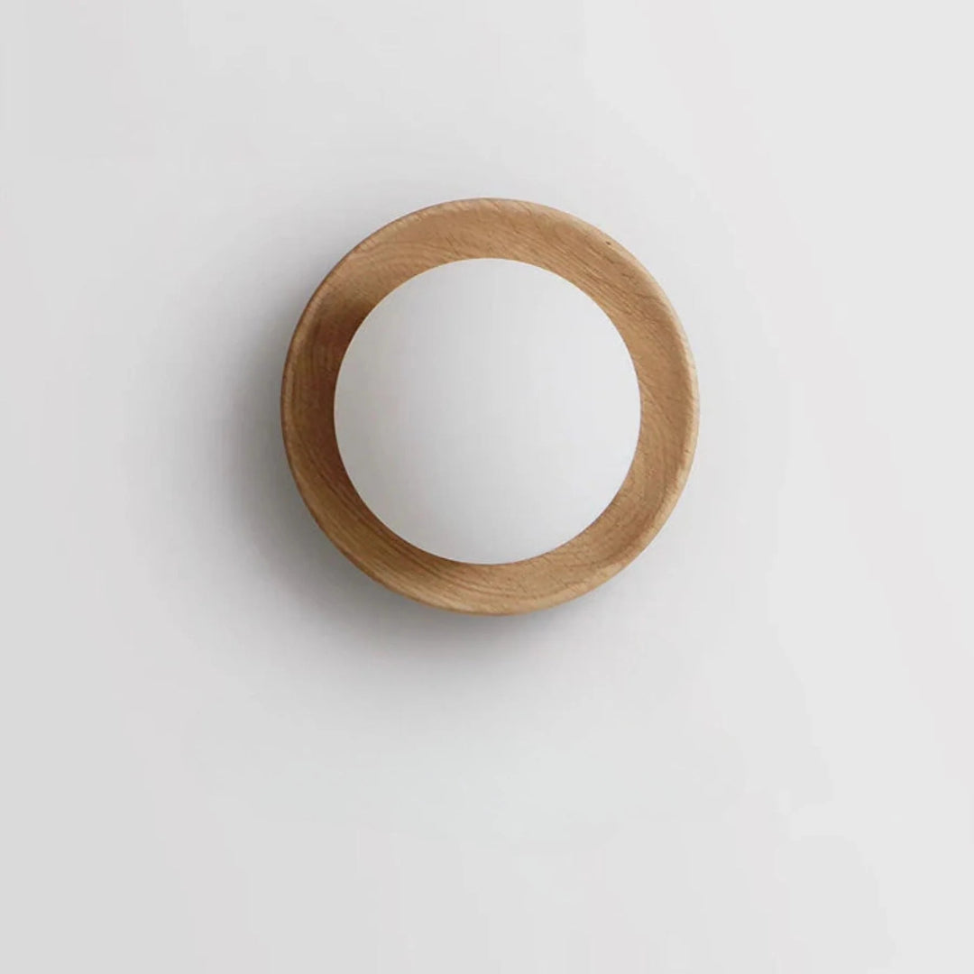 Wooden Round Wall Light