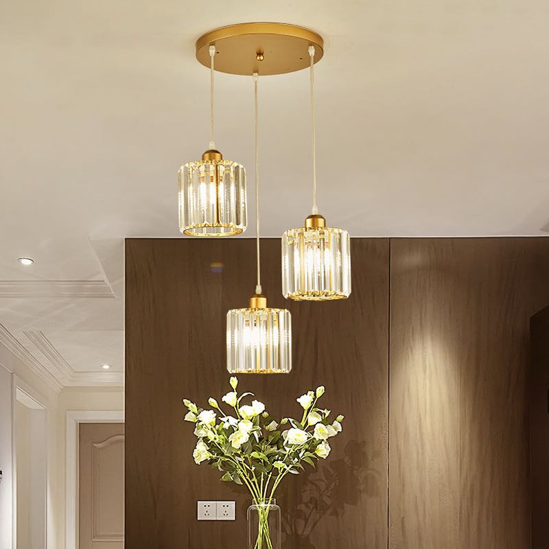 Vina Suspension Ronde/Carré Nordique. Métal/Verre. Noir/Or. Salon/Bar - Neutralighting