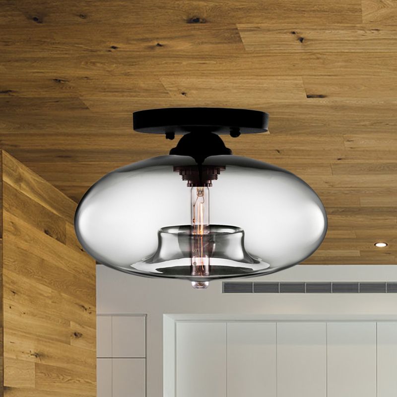Globe Ceiling Light Flush Mount Glass and Metal Fixture | Art Deco Inspired Style | Warm Ambient Lighting for Living Rooms