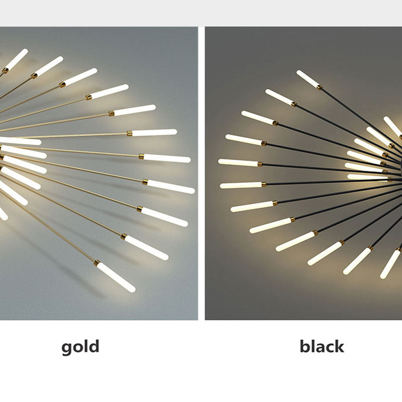 Wesley Plafonnier Feu d'Artifice Linéaire Moderne Noir/Doré - Neutralighting