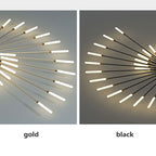 Wesley Plafonnier Feu d'Artifice Linéaire Moderne Noir/Doré - Neutralighting