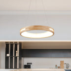 Ring Pendant Light Wood and Acrylic | Modern Minimalist Style | Uniform LED Illumination for Dining and Living Rooms