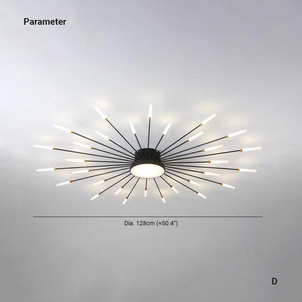 Wesley Plafonnier Feu d'Artifice Linéaire Moderne Noir/Doré - Neutralighting